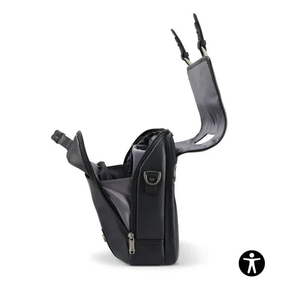 Samsonite Black Classic Leather Flapover Business Satchel Bag—Fits‎ 2 Laptops - Picture 10 of 16